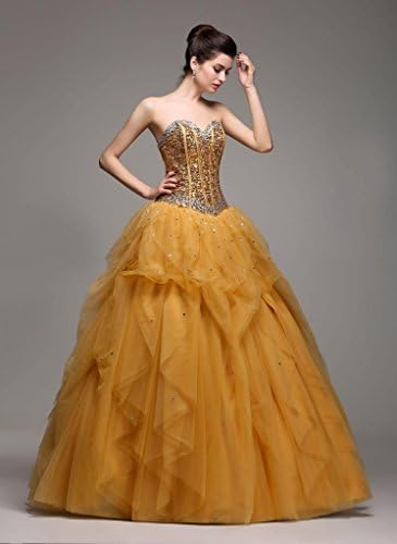 Honey Dream Women's Quinceanera Wedding Dress Bridal Gown XL Gold