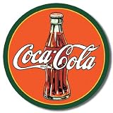 Coca Cola Coke 30's Round Bottle & Logo Vintage Bar Metal Antique Nostalgic Collectible Tin Sign