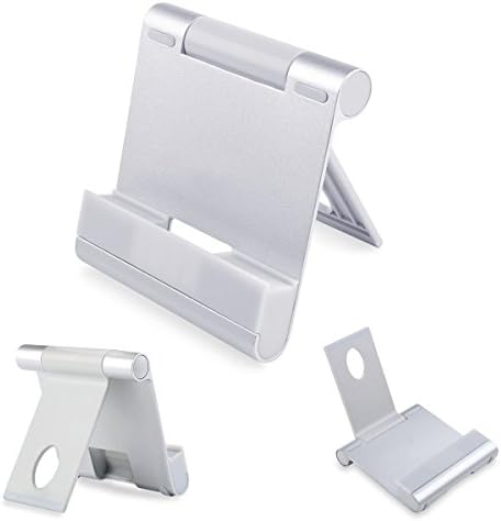 Aluminum Tablet Stand,REXIAO Adjustable Multi-angle Kickstand Holder with Aluminum Body for iPhone, iPad, Samsung Galaxy, LG, e-book, Android Windows Smartphone and Tablet PCs (Silver)