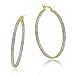 18k Gold Plated Sterling Silver Diamond-Accent Hoop Earrings