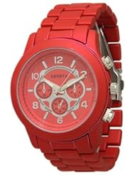 Ladies Geneva Boyfriend Chronograph Link Watch - Red