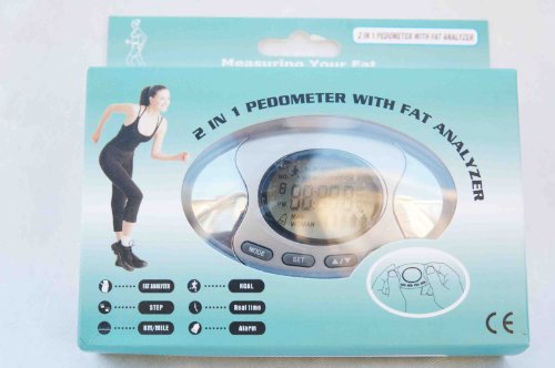 Exclusive 2 in 1 Stylish Silver Walking Step Pedometer with Fat Analyser Analyser Technology + Calorie Counter + Clock with Alarm