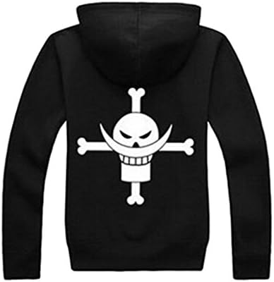 Kamat Mens Anime One Piece White Beard Hoodie Sweatshirts Black-M