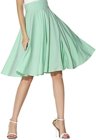 Cther Womens Solid Chiffon High Waist Basic Flared Midi Pleated Skater Skirt Size L