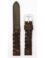 Ladies Braided Italian Leather Watchband Brown 13mm Watch Band