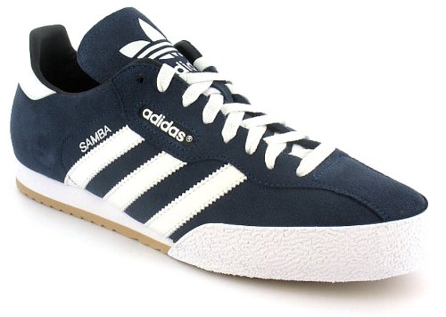 Adidas Samba Super Suede Leather Indoor Soccer Shoe - Navy Suede/White - UK 8.5
