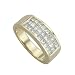 14K Yellow Gold 1 ct. Three Roll Princess Cut Diamond Wedding Band
