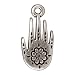 Fine Silver Plated Lead-Free Pewter 2-Side Henna Hand Flower Charm 18.5mm (1)
