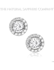 0.94ct. Natural Untreated White Sapphire Earrings with 28 round diamonds 0.94ct. total.