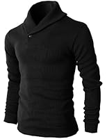 H2H Mens Knitted Slim Fit Pullover Sweater Shawl Collar With One Button Point