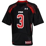 NCAA Under Armour Utah Utes #3 Youth Replica Football Jersey - Black (Large)