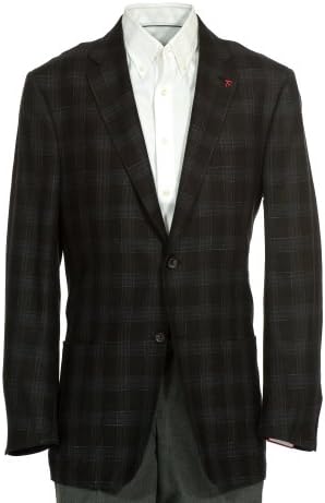 Isaia Napoli Mens jacket blazer Brown Dandy Attitude linen silk wool plaid 54 L