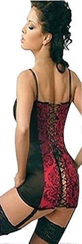 Awisi Women's Thin Corset Long Style Body Beauty Corset Skirt-Red