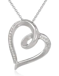 Sterling Silver Diamond Heart Pendant Necklace (0.05 cttw, IJ Color, I2-I3 Clarity), 18"
