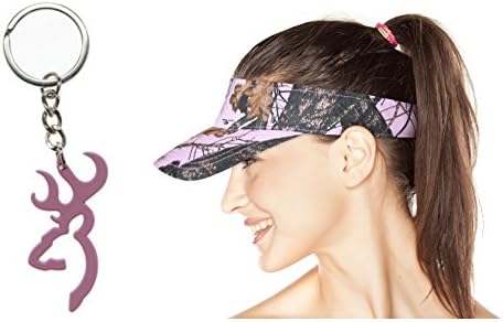 Browning Buckmark Key Ring + Mossy Oak Pink Cap or Visor (VISOR Mossy Oak Break Up Pink)