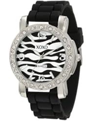 XOXO Womens XO8058 Rhinestones Accent Black Silicone Strap Watch