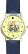 Baby Bunny Rabbit Playing with Teddy Bear - From Hush Little Baby by Artist: Sylvia Long - WATCHBUDDY&reg; DELUXE TWO-TONE THEME WATCH - Arabic Numbers - Blue Leather Strap-Size-Large ( Men's Size or Jumbo Women's Size )