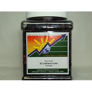 Mother Earth Freeze Dried Blueberries (One Full Quart in Plastic Jar) for Camping, Emergency Supply, and Everday Uses