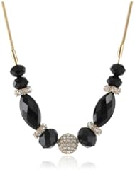 Nine West "Seeing Stars" Gold-Tone Jet Pave Slider Necklace, 16"+2