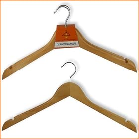 PACK OF 20 QUALITY WOODEN COAT HANGERS 44cm (17.5") wide - NO BAR