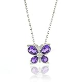 Sterling Silver & Amethyst Butterfly Pendant with 18 Chain