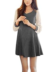 Puff Sleeves Chiffon/Cotton/Polyester Mini Dress 