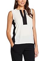 Cortefiel Blusa Combinada (Blanco / Negro)