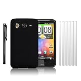 HARDSKIN HÜLLE FÜR HTC DESIRE HD IN SCHWARZ + 6 x DISPLAYSCHUTZFOLIE + STYLUS STIFT
