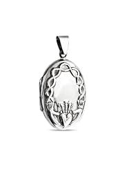 Valentines Day Gifts Bling Jewelry 925 Celtic Knot Heart Claddagh Locket Pendant
