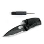 Tool Logic SLPB3 Tactical Folding 1/2 Serrated Knife With LED Flashlight, Diamond Sharpener and Signal Whistle, Black
