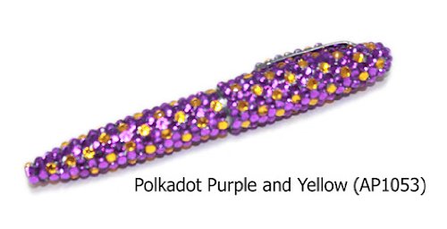 Polkadot Purple and Yellow Crystal Rhinestone Roller Ball Pen