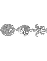 Sterling Silver 7.5" 8" Starfish, Shell, Starfish & Clam Bracele