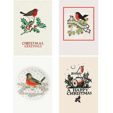 Retro Robin Pack of 20 Christmas Cards (Mini Box)||RF10F