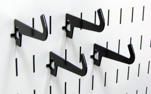 Wall Control Pegboard 3-1/2in Reach Curved Tip Slotted Hook Pack - Slotted Metal Pegboard Hooks for Wall Control Pegboard and Slotted Tool Board - Black