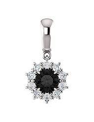 Platinum Round Cut Black and White Diamond Pendant -- LIFETIME WARRANTY