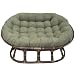 Rattan Double Papasan Chair with Micro Suede Cushion Fabric: Indigo