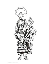 Sterling Silver 3D Scottish Bagpipe Player Vacation Travel Tour Charm