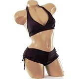 Womens Junior Size Swimwear Sexy Boyshorts Halter 2 pc Bikini Swimsuit