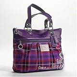 Coach Tartan Plaid Poppy Glam Shopper Bag Purse Tote Berry Multi 15886