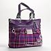 Coach Tartan Plaid Poppy Glam Shopper Bag Purse Tote Berry Multi