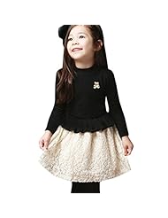 Girls Fall Winter Velvet Long Sleeves  Dress