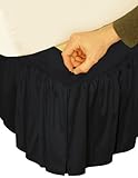 Veratex Hike Up Your Skirt Ruffled Faux Silk Queen Bedskirt, Black image