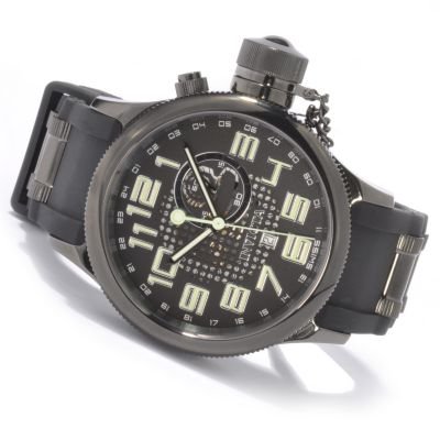 Invicta Men's Quinotaur Russian Diver Swiss Quartz GMT Black Strap Watch