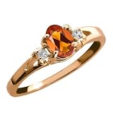 0.44 Ct Orange Red Oval Madeira Citrine and Topaz Rose Gold Plated Silver Ring