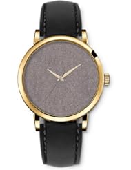 SPRAWL Aanalog Fashion Series Gold Ladies Watches of Genuine Black Leather Strap,Unique Wrist Watch for Women Girls Designed with Scratchy texture light gray