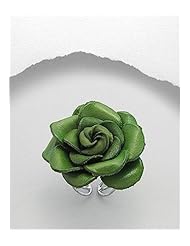Lawn Green Rose Leather Ring In Zinc