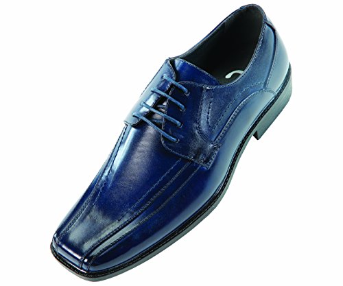 Sio Mens Classic Navy Blue Smooth Wide Width Oxford Dress Shoe: Style Mason-ww Navy Blue-002