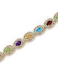 14kt Yellow Gold Oval Emerald and Diamond Bracelet