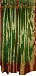 2 Electric Green with Red Color Indian Silk Sari Curtains Drapes Panel 84"