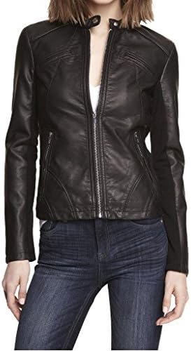 SkinOutfit Womens Stylish Slimfit Lambskin Motorcycle Biker Leather Jacket WJ 71 Black S